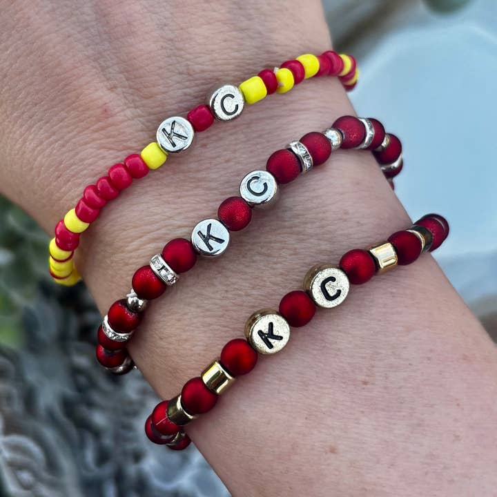 KC Football Bracelets | Red and Silver for wholesale by Seasons in Kansas City