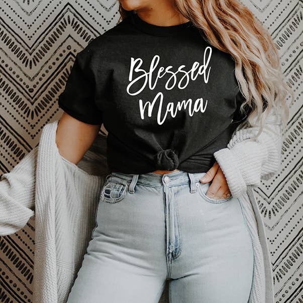 Zoe Creative Co - Wholesale Screen Printed T-Shirt - Women's - Blessed Mama Shirt Mom Life T-Shirt Mother's Day Mommy Tee4