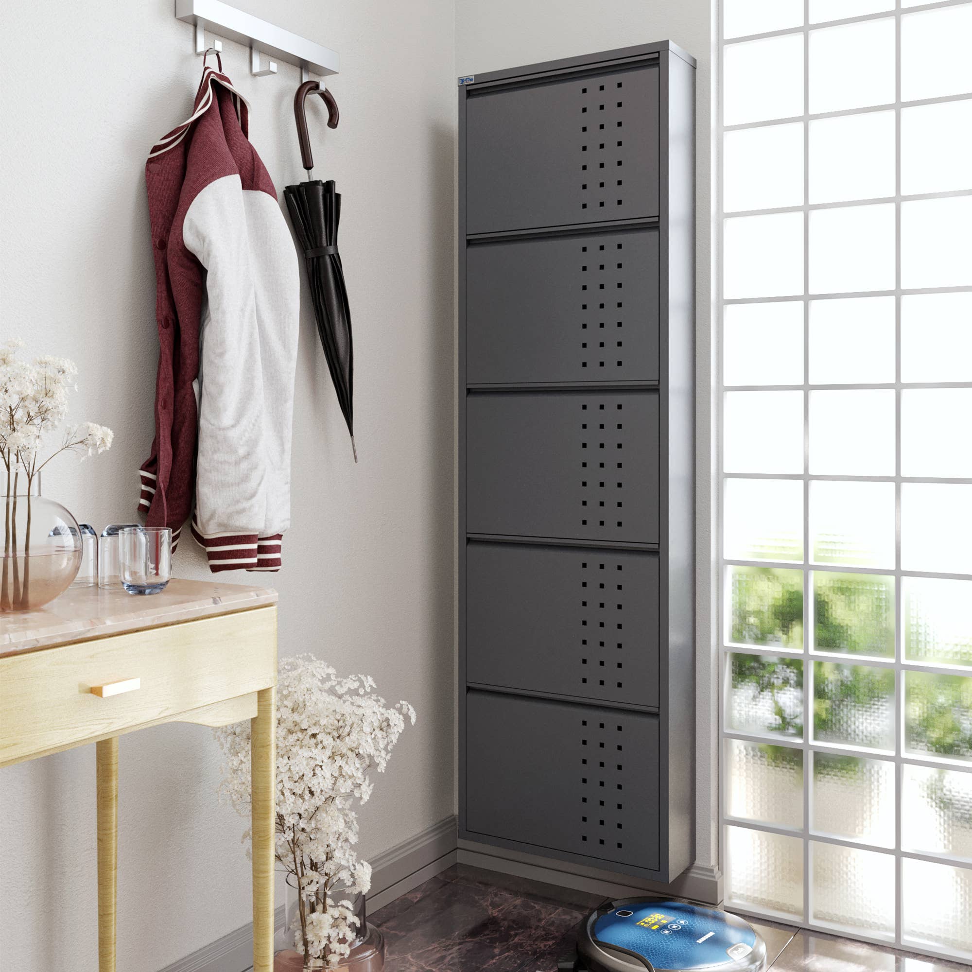 CEHA USA - Wholesale Shoe Rack - Antibacterial 5 Tier metal shoe cabinet front holes1