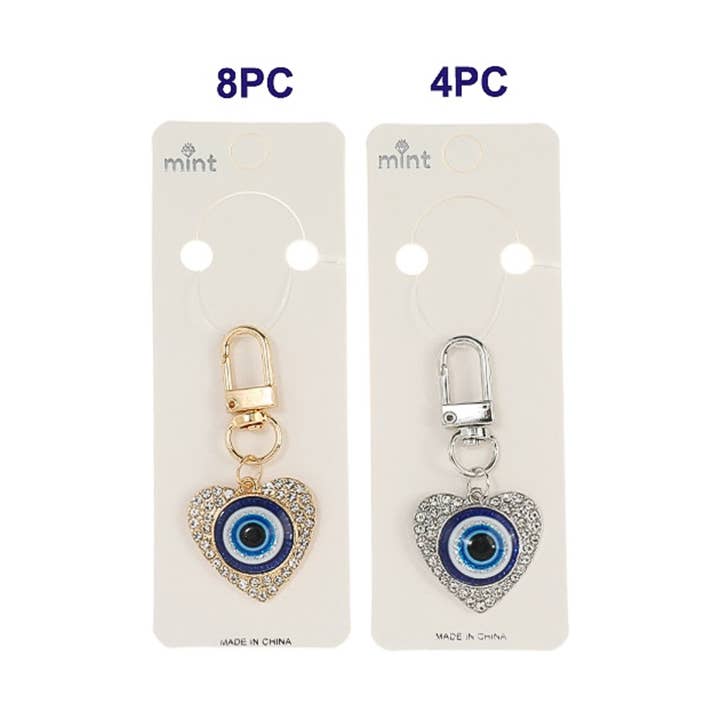 Atlas Fashion - Wholesale Keychain - Women's - Rhinestone Heart Evil Eye Keychain1