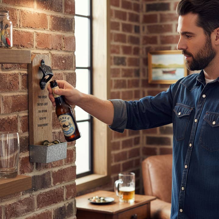 Wilco Home - Wholesale Bottle/wine opener - Mango Wood Wall-Mounted Bottle Cap Opener with Catch Box7