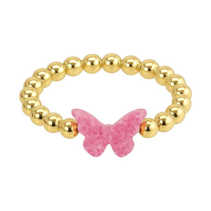 VLINDER | Rekbare 14KG Gevulde & Opal bedelring voor wholesale door bara boheme