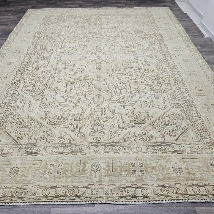 9,60x12,60 voet Geometrisch Vintage Neutraal Heriz Vloerkleed Handgemaakt voor wholesale door MesopotamiaRugs