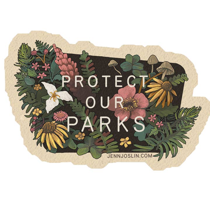 "Skydda Våra Parker" - Flora Klistermärke för wholesale av Jenn Joslin Art & Nature