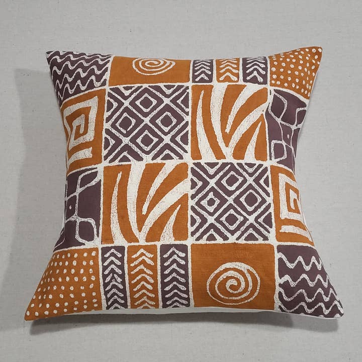 Orange och brun geometrisk kudde för wholesale av BATIQUA