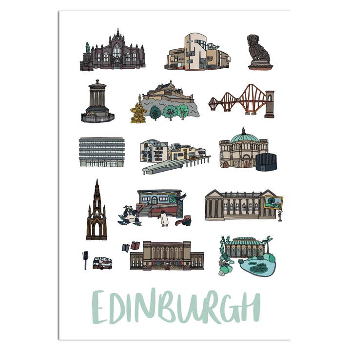 Edinburgh Icons Print for wholesale by Victoria Rose Ball