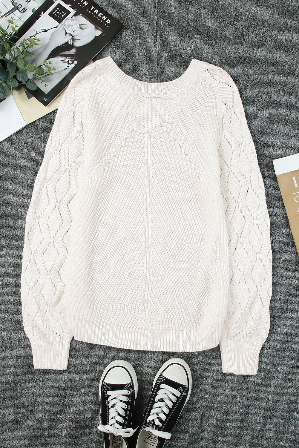 FULL TIME PURCHASE - Wholesale Knit Sweater - Women's - Hollow-out Puffy Sleeve Knit Sweater30