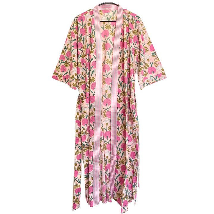 Dahlia Lounge Robe in Poppy Pink for wholesale by POPPY + SAGE