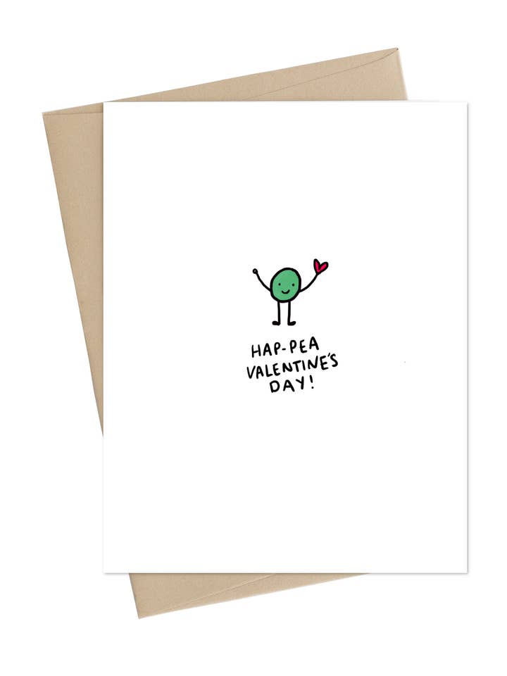 Hap-Pea Valentines Day Card for wholesale by Little May Papery