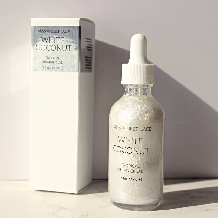 Miss Violet Lace LLC - Wholesale Body Glitter/Shimmer - Coconut Shimmer Body Oil // White Coconut