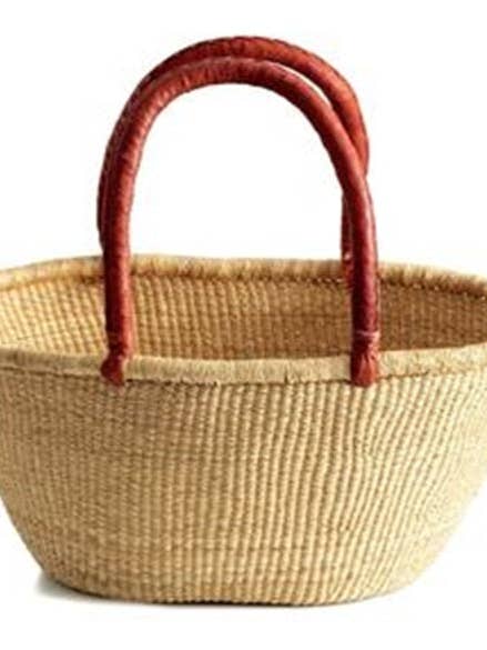 African Basket - Ghana Bolga - Gambibgo Oval Shopping Natural Basket - 20" Across for wholesale by The African Home Goods