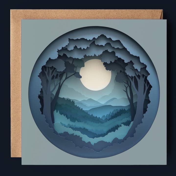 Blue Moon Forest 2D Printed Shadow Box Card for wholesale by Good Post Day