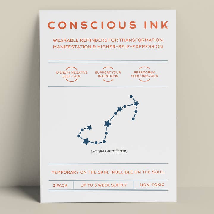 Constellation Scorpio Manifestation Tattoo for wholesale by Conscious Ink
