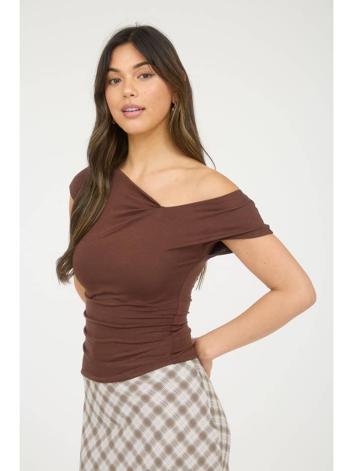 The Workshop Studio - Wholesale Knit Top - Women's - ASYMMETRICAL WRAP NECKLINE KNIT TOP8