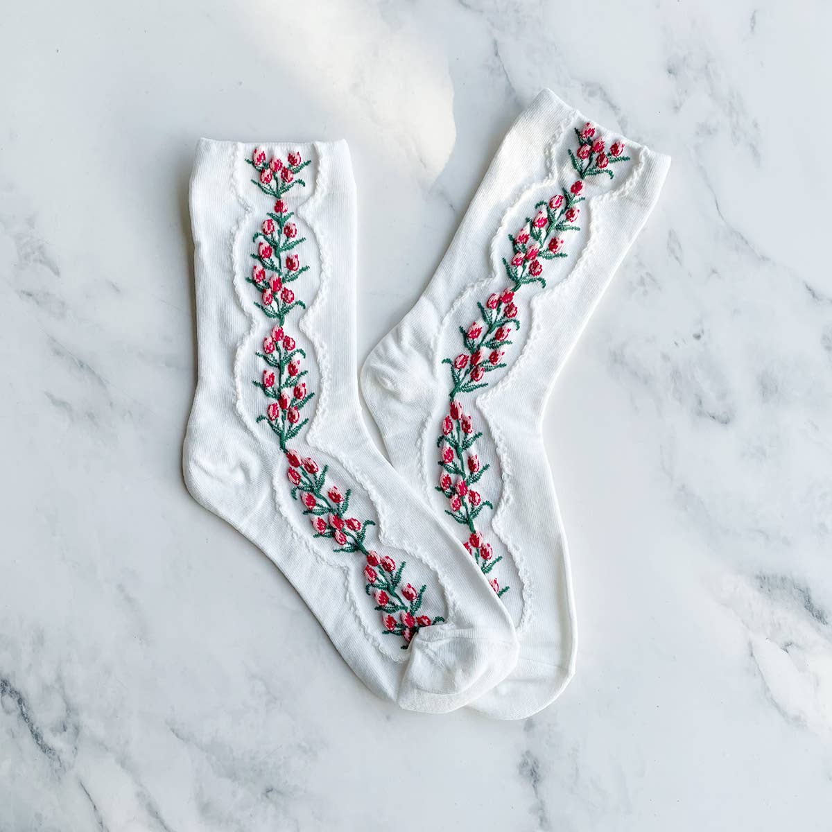 Tiepology – Engroshandel Strømper - Dame – Kvinders antikke tulipanblomstersokker3