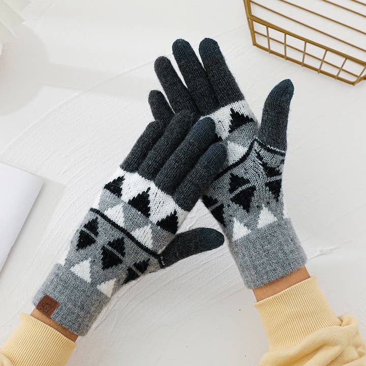 ACCITY - Wholesale Gloves - Unisex - KNITTED FLEECE PLAID TOUCH SCREEN WARM GLOVES_CWAG037112