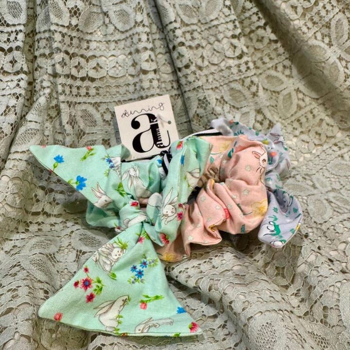 LIMITED EDITION | Easter Scrunchie Bunch | Set of 3 Spring Scrunchies | Easter Bunny Hair Tie | Handmade Cotton Scrunchie Set | Easter Hair for wholesale by Stunning Anna K.
