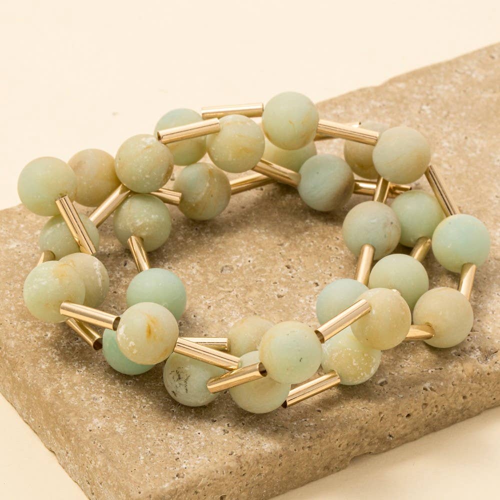 Anarchy Street – wholesale Beaded bracelet – Metallic Bars And Ball Resin Beads Bracelet 3 Set4