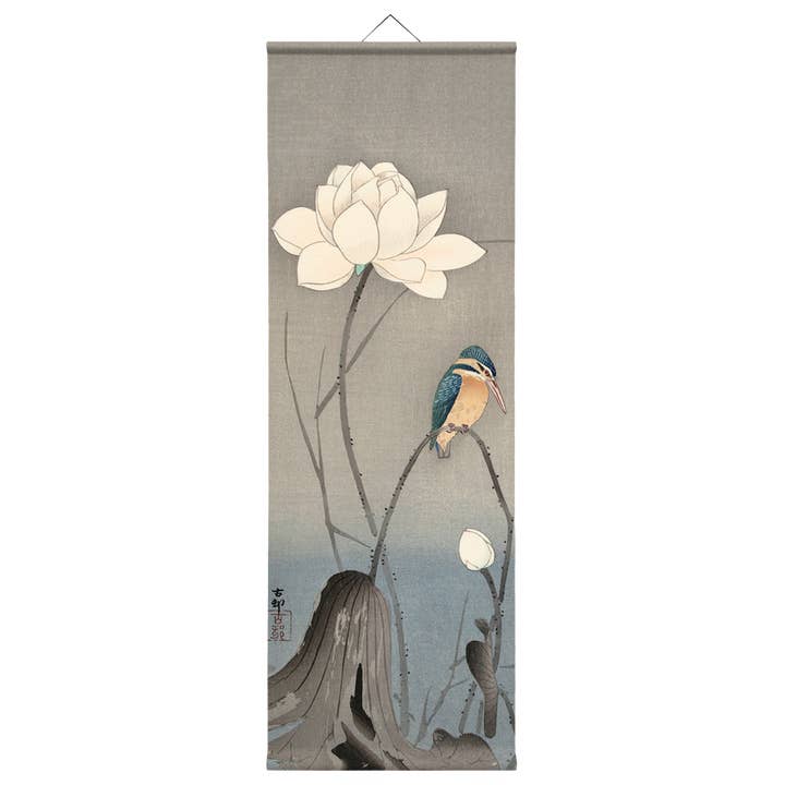 Kakemono Nr. 016 Eisvogel mit Lotusblte für den Großhandel von Eicie
