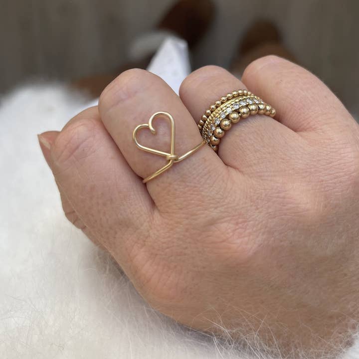 Anello liscio Paris Mon Amour in oro 14k gold-filled per la vendita all'ingrosso da parte di PADAM PADAM