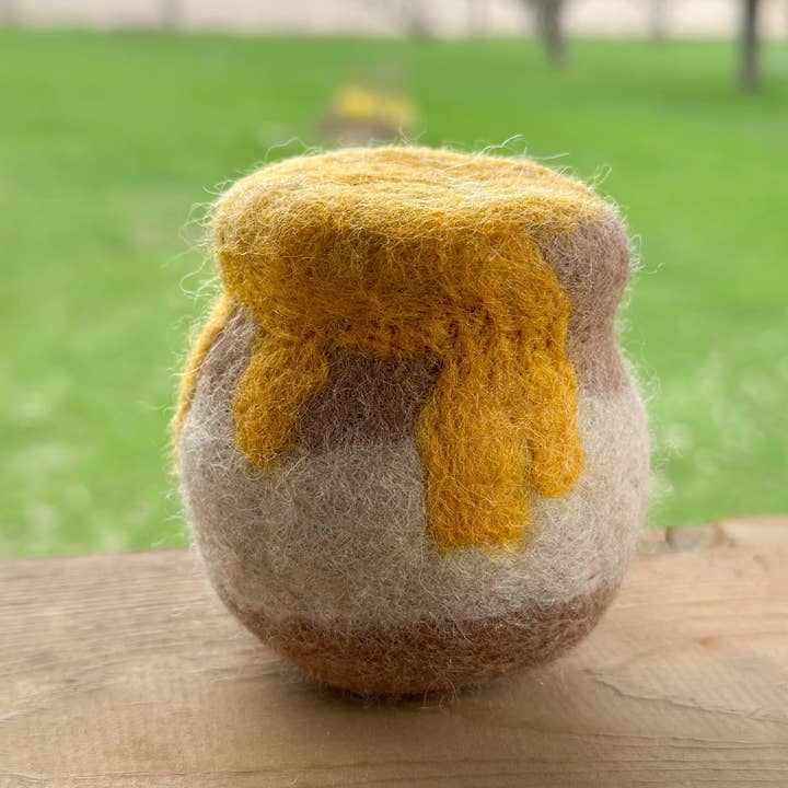 Sewing Seeds Play - Wholesale Decorative Tabletop Object - One Felt Honey Pot / Honey Bee Pot