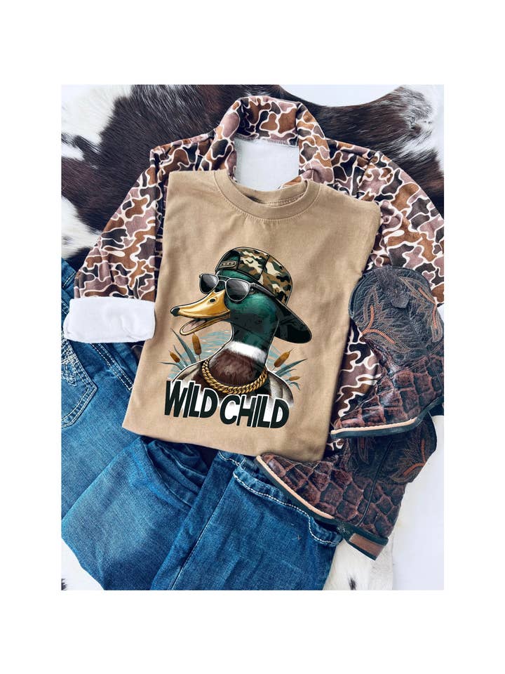 T-shirt enfant motif camouflage canard colvert pour la vente par Tiny trendz teez