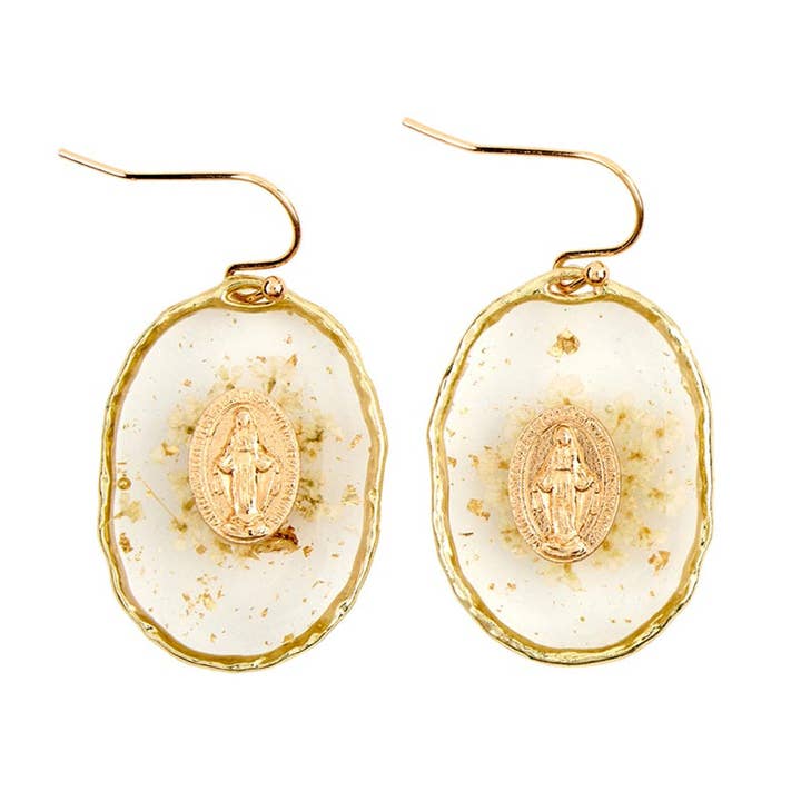 Wholesale Catholic Religious Gold Our Lady of Grace Medal Earrings