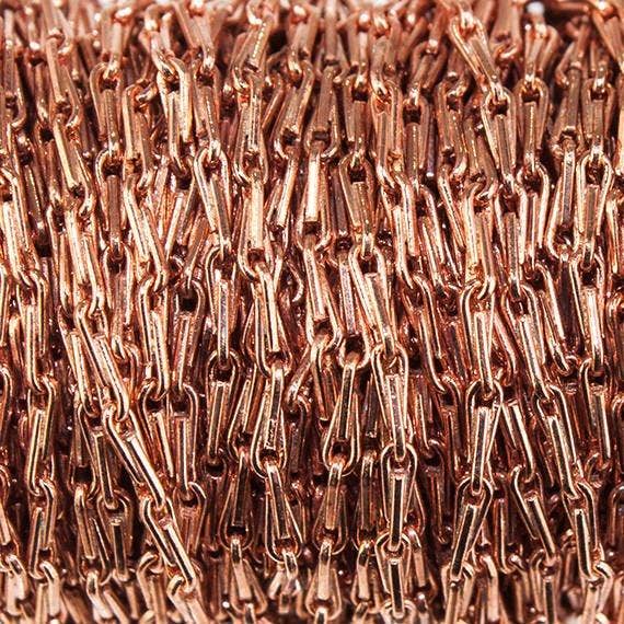 1mm Rose Gold plated Tear Drop Link Chain by the Foot for wholesale by The Bead Traders