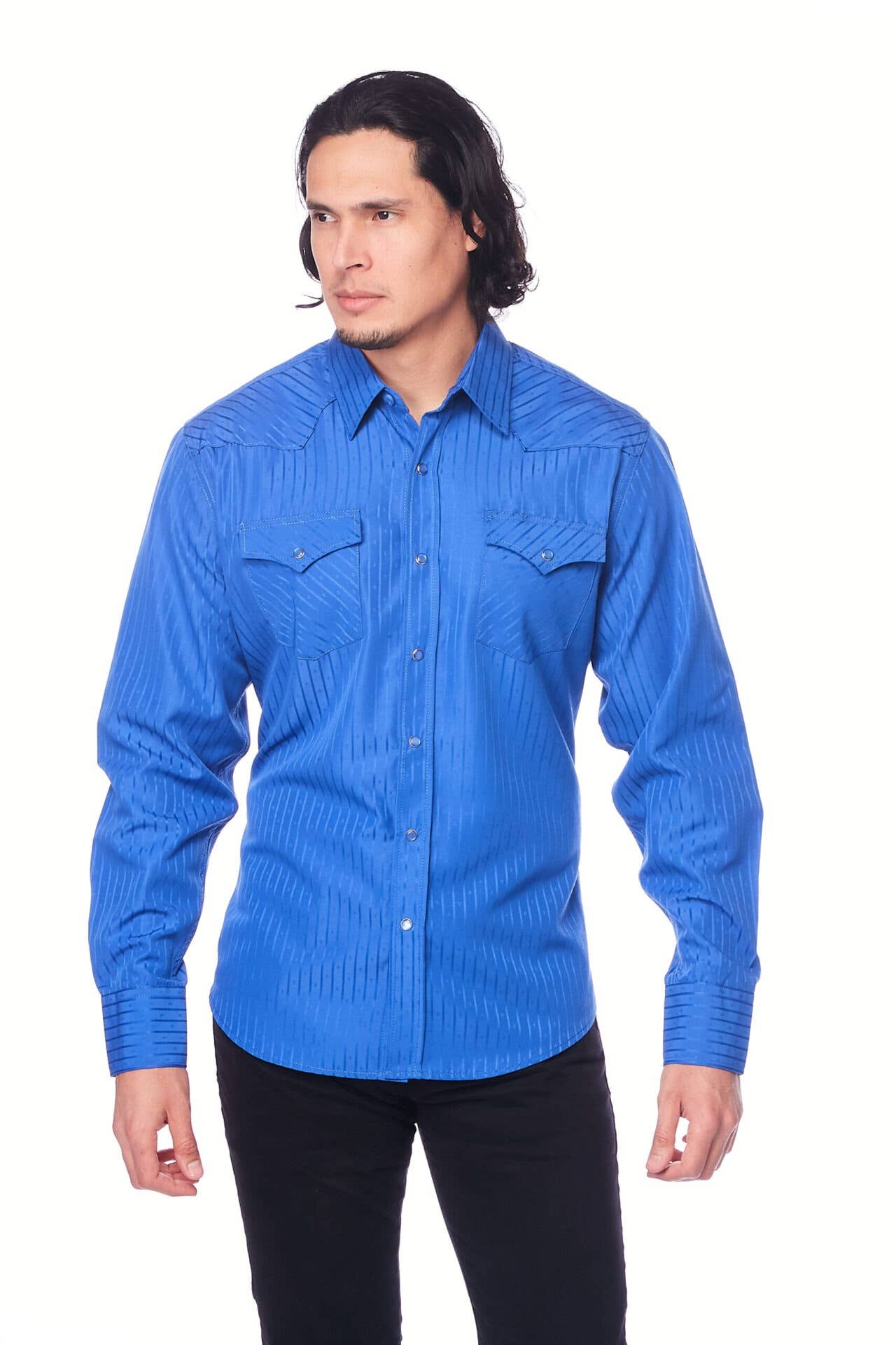 Rodeo Clothing - Wholesale Button Down Shirt - Men's - Men's long sleeve western cotton/poly yarn-dyed plain shirts21