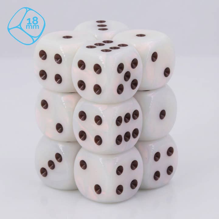 Seda branca / preta 18mm Conjunto W6 (12 peças) por atacado de WeLoveDice