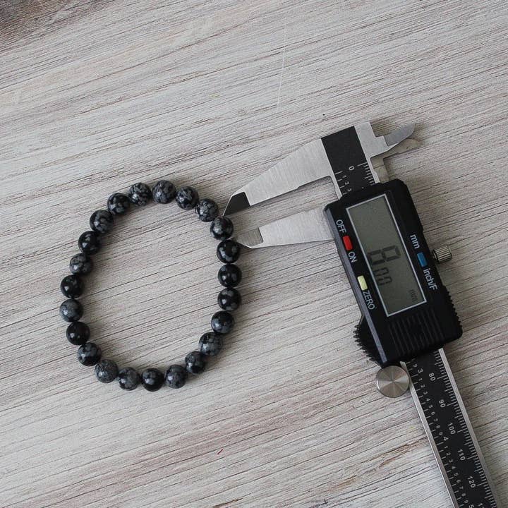 Pebble House - Wholesale Beaded Bracelet - Snowflake Obsidian Bracelet 8mm or 6mm - Crystals & Stones