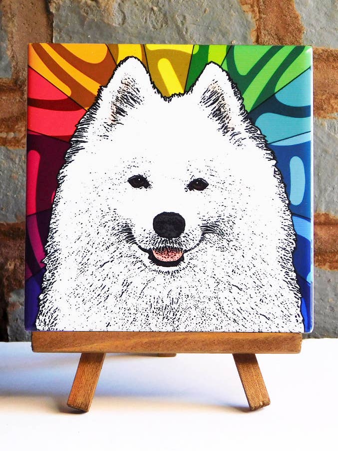 Samoyed Ceramic Art Tile for wholesale by Sabyloo