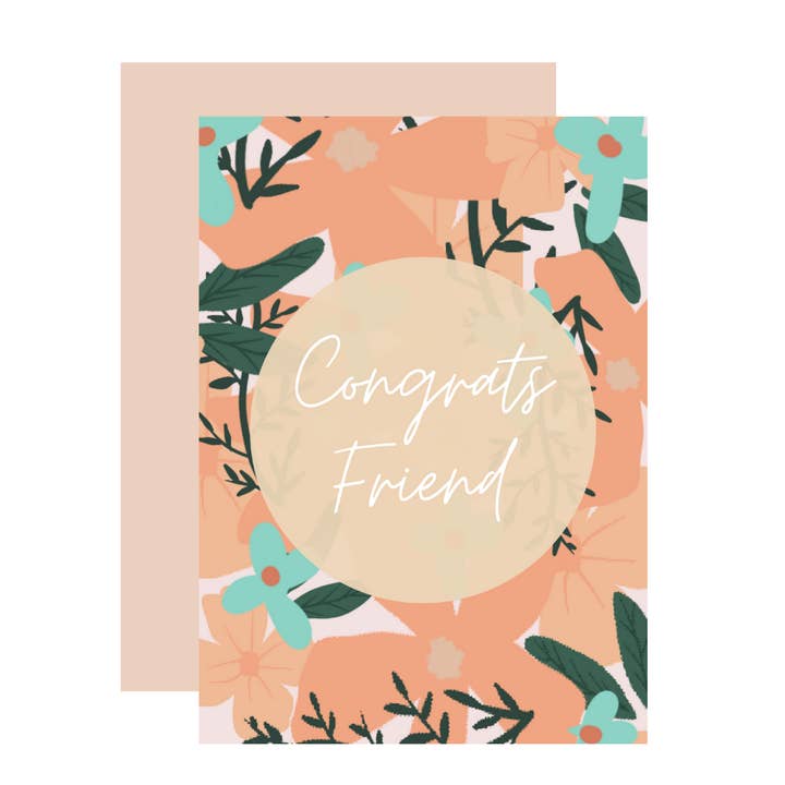 Congrats Friend Greeting Card for wholesale by Aims Moon Paperie