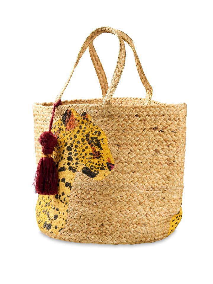 Saco de Palha de Juta com Estampa de Leopardo por atacado de Embellish Your Life