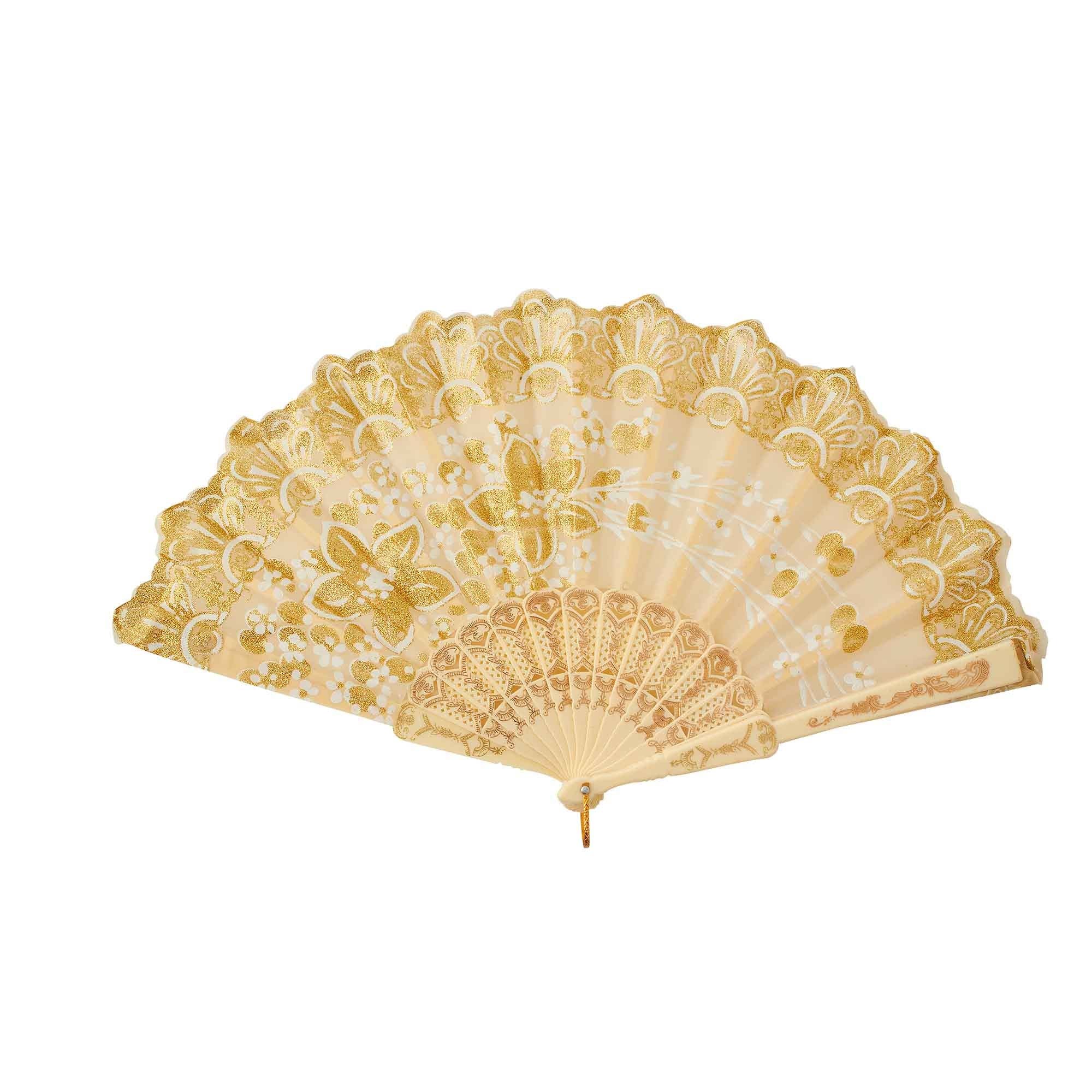 Fabric Hand Held Favor Fan - Gold for wholesale on Faire0