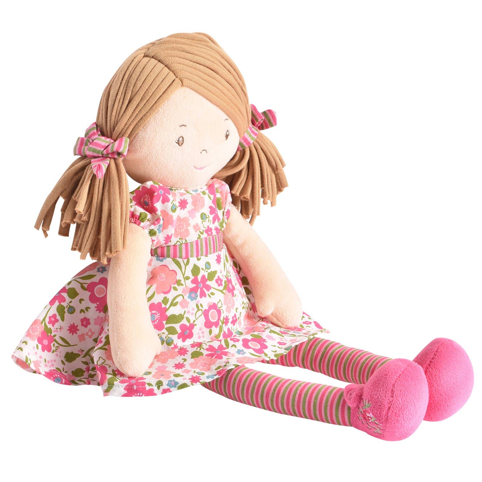 Tikiri Toys LLC - Wholesale Doll - Kids - Fran Lt Brown Hair with Dark Pink & Green Dress2