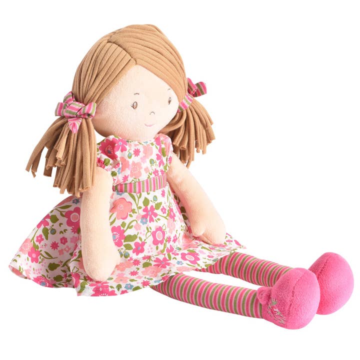 Tikiri Toys LLC - Wholesale Doll - Kids - Fran Lt Brown Hair with Dark Pink & Green Dress2