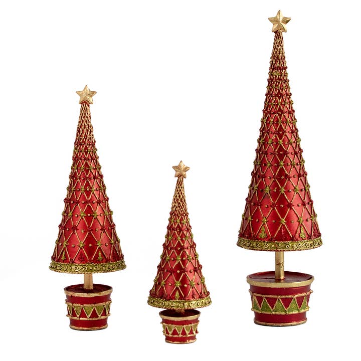 Dekorasyon Gifts Decor – wholesale Juldekoration – Fleur De Lis Träd med trumma Bas (Röd/Citron)