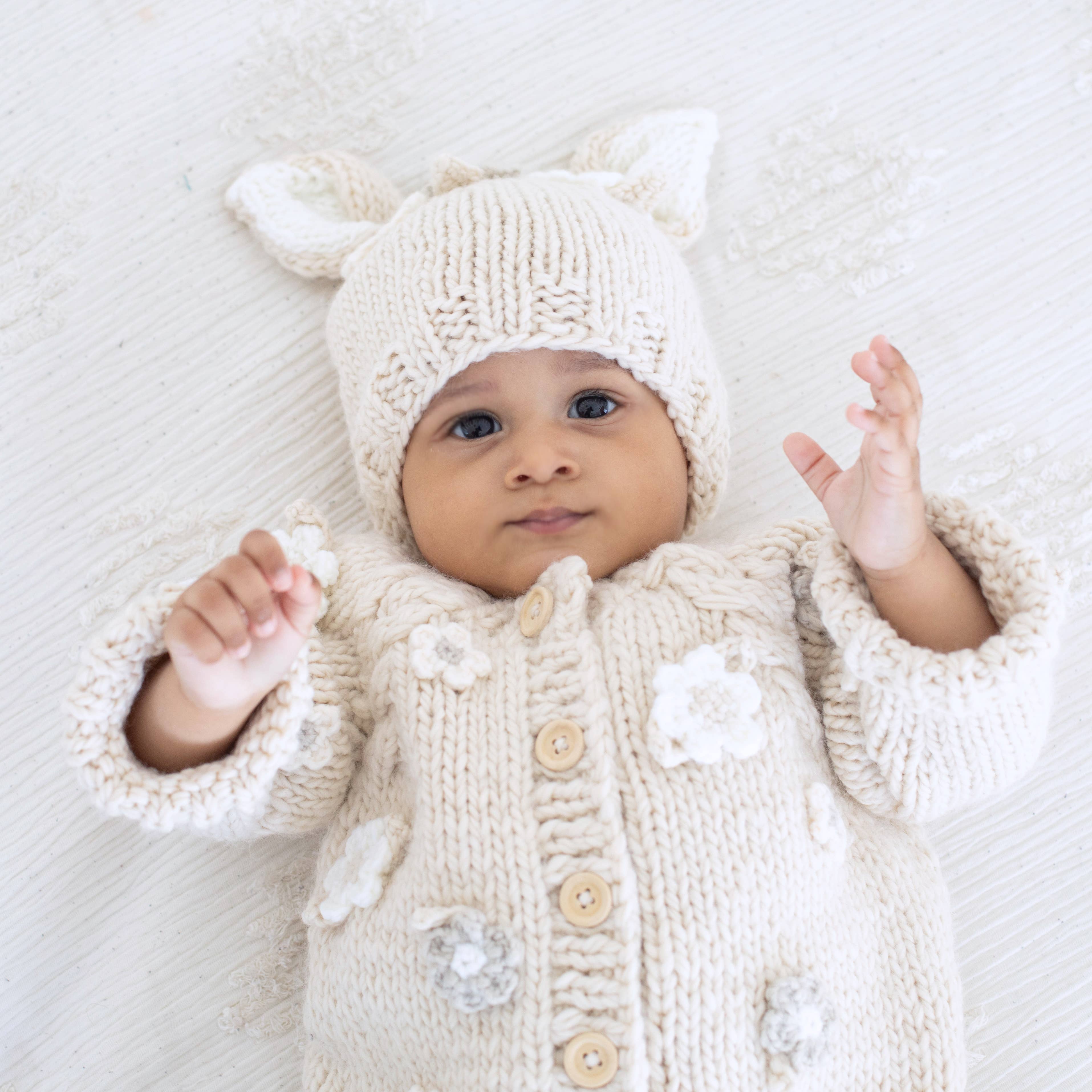 Huggalugs – wholesale Beanie – Kids – Flower Bunny Beanie Natural Baby & Kids5