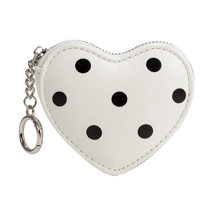 Puffy Heart Polka Dot White Coin Purse Charm for wholesale by Melie Bianco