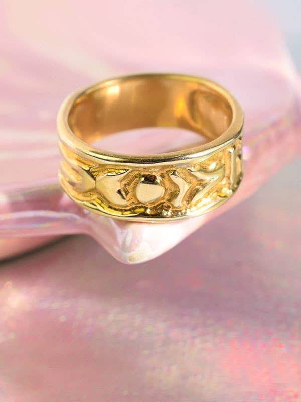 Intricate wide band ring for wholesale by Annoushe jewelry