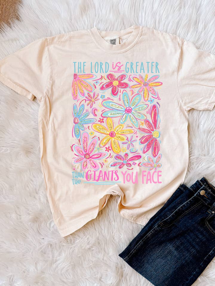 The Lord is Greater Graphic Tee - Ivory for wholesale by Jupe De Abby