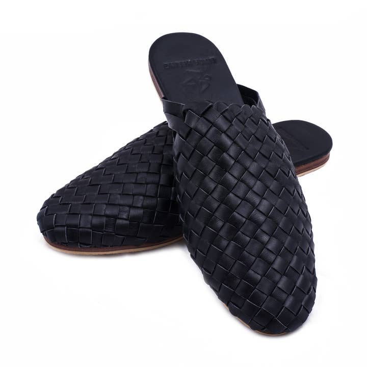 Minna loafers i sort med flettet læder for engroshandel hos LINDA HERING