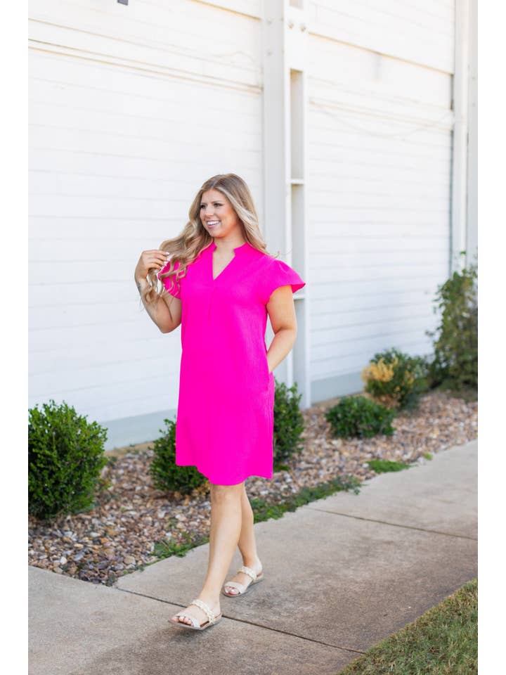 The Nicole Dress, Hot Pink for wholesale on Faire10