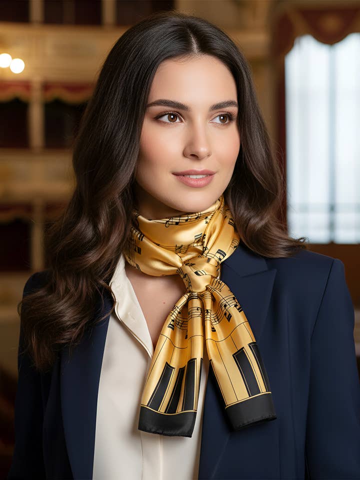 Holiday Gift Scarf Long Lightweight Music Note Keyboard for wholesale by SERENITA