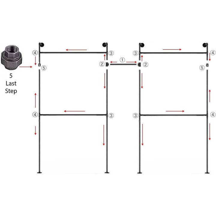 SERENITA - Wholesale Coat Rack - Industrial Pipe Clothing Rack Hanging Rod Wall Mounted 8094
