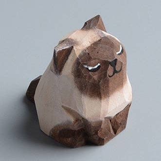 Gohobi (We cover U.S. import duties) - Vendita all'ingrosso Statuette decorative - Gohobi, ornamenti a forma di gatto in legno marrone bianco, realizzati a mano, unici0