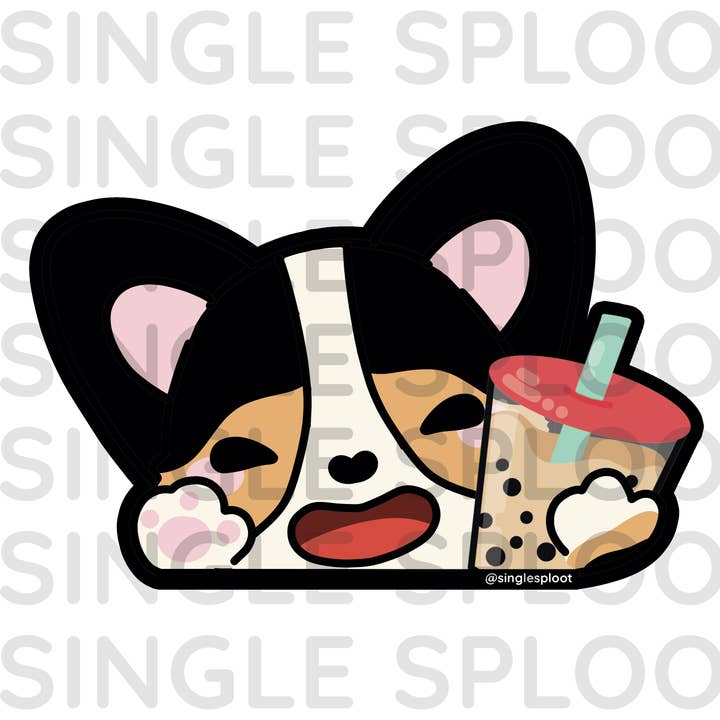 Corgi Boba Peeker Aufkleber, Tri für den Großhandel von Single Sploot