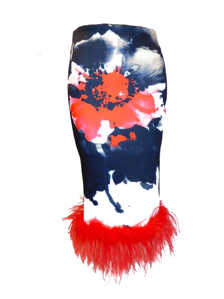 Gonna a matita «Rojo Floral» per la vendita all'ingrosso da parte di ANGE Style INTERNATIONAL