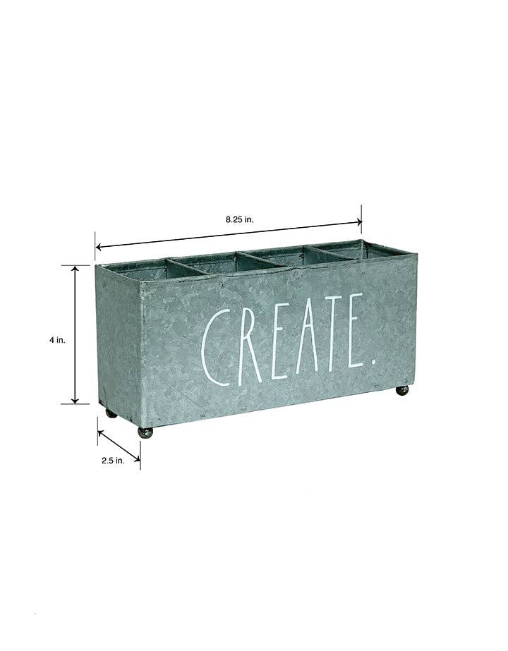 DesignStyles Home - Wholesale Bureau-organizer - Rae Dunn „Create” gegalvaniseerd metaal 4-sectie bureauorganizer2
